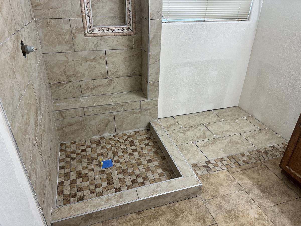 Shower build in progress